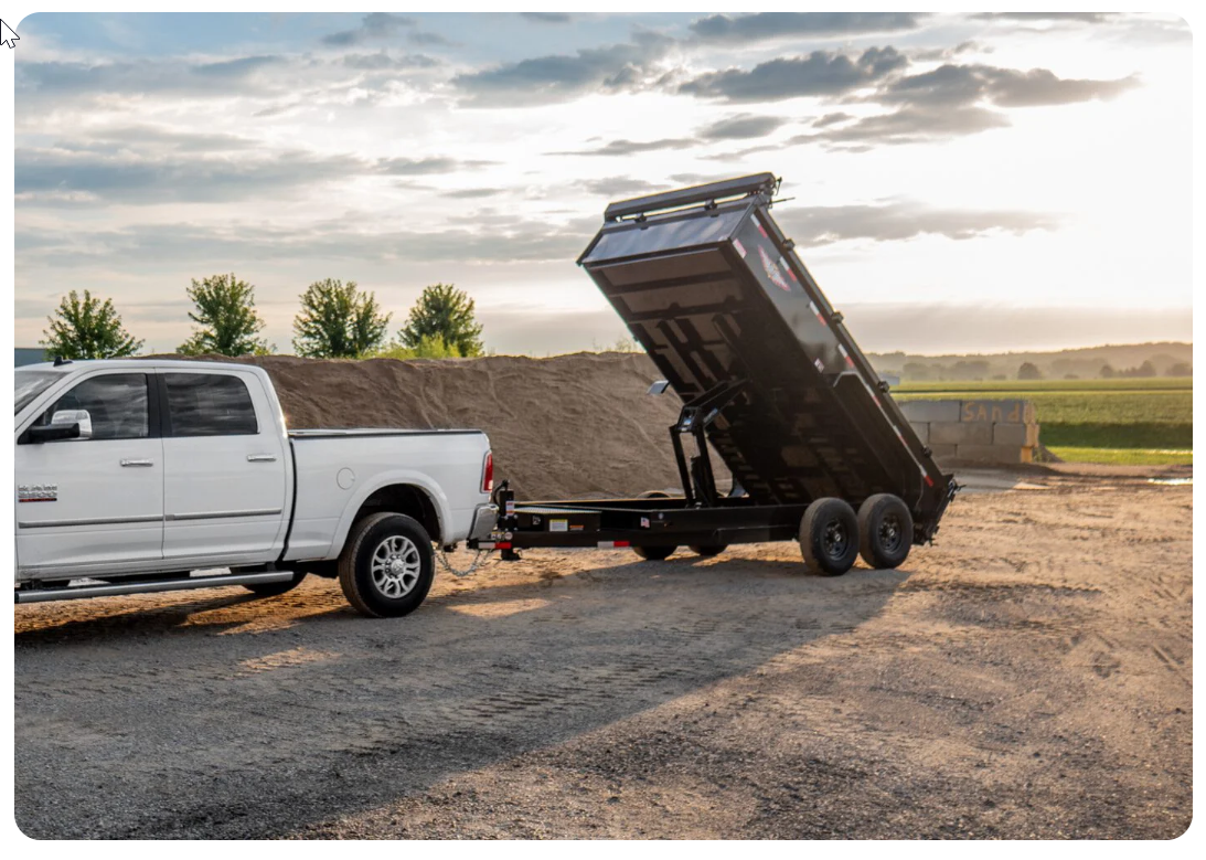 Dump trailer at work on a Northern Michigan job site